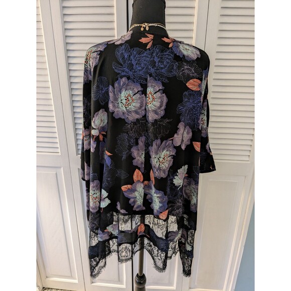 Jessica Simpson Maternity/Nursing Purple Floral Kimono Shawl Top Lace Button O/S - Picture 6 of 12